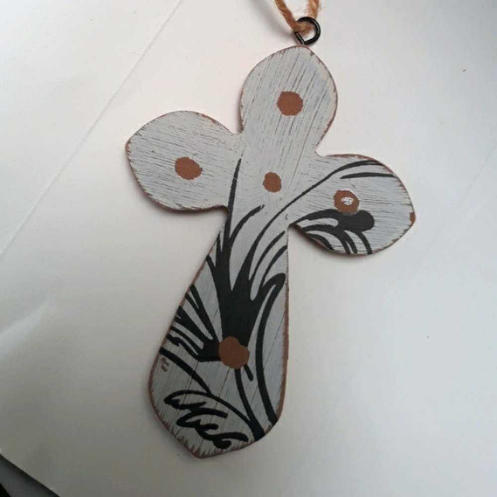 Decorative hanging wooden cross